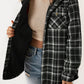 Black Plaid Pattern Sherpa Lined Hooded Shacket