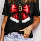 Black Christmas Big Bowknot Graphic Crewneck T Shirt