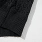 Black Eyelet Pattern Detail V Neck Drop Shoulder Sweater