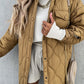 Tan Quilted Flap Pockets Snap Buttoned Puffer Jacket