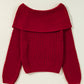 Racing Red Off-the-shoulder Knit Sweater