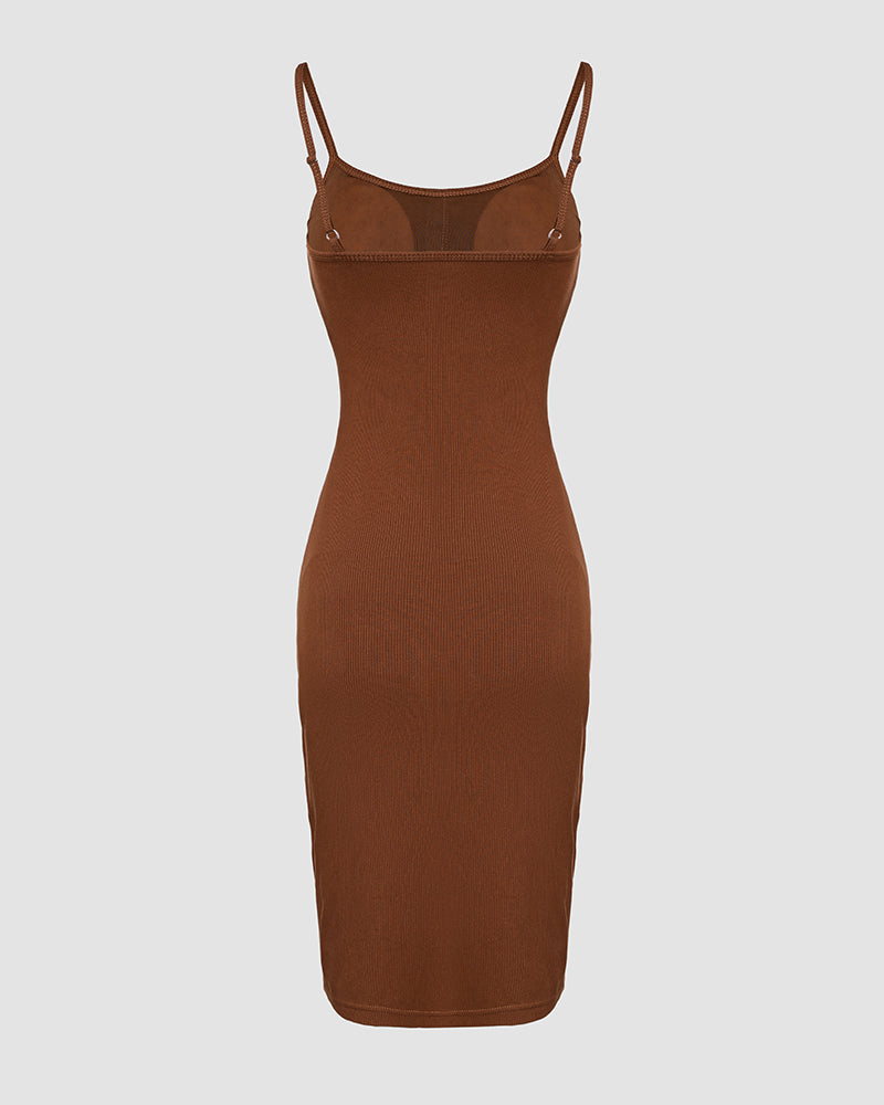 BUILT IN SHAPEWEAR Spaghetti Strap Tummy Control Slip Dress