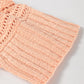 Apricot Pink Hollowed Knit 3/4 Dolman Sleeve Buttoned Collared Sweater