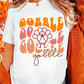 White Gobble Thanksgiving Turkey Graphic Cotton Blend T Shirt