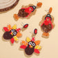 Cinnamon Beaded Turkey Thanksgiving Holiday Earrings