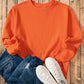 Russet Orange Solid Fleece Lined Drop Shoulder Terry Sweatshirt