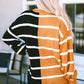 Stripe Oversized Contrast Printed Dropped Shoulder Top