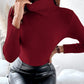 High Neck Long Sleeve Knit Sweater Fleece Lined Basic Layering Soft Thermal Top