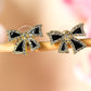 Black Rhinestone Bow Knot Stud Earrings