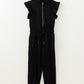 Black Zipper Flutter Sleeve Drawstring High Waist Jumpsuit