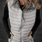 Silvery Plush Collared Quilted Zipped Puffer Vest