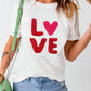 White Heart LOVE Graphic Valentines T Shirt