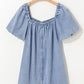 Myosotis Bubble Sleeve Square Neck Denim Babydoll Dress