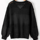 Black Eyelet Pattern Detail V Neck Drop Shoulder Sweater