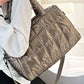 Gold Large Capacity Quilted Puffer Tote Bag