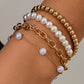 Gold Plated Chain Beaded 4 Pcs Bracelet Set