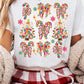 White Christmas Tree Bow Knot Print Round Neck T Shirt