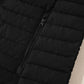 Black Plush Collared Quilted Zipped Puffer Vest