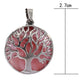 Blue Boho Tree of Life Crystal Round Pendant Necklace