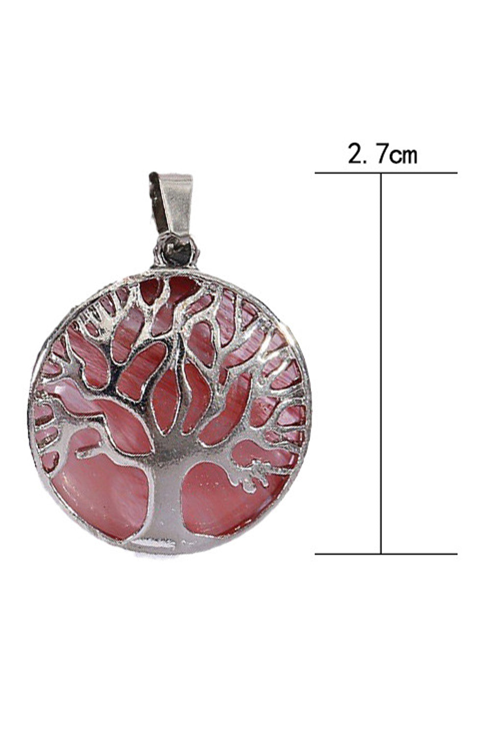 Blue Boho Tree of Life Crystal Round Pendant Necklace