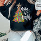 Black Merry & Bright Christmas Tree Graphic Sweatshirt