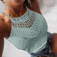 Jacquard Halter Lace Trim Sleeveless Tank Casual Slim Fit Knit Top