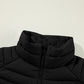 Black Plush Collared Quilted Zipped Puffer Vest