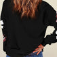 Black Crawfish Bow Sequin Patched Graphic Sweatshirt