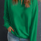 Dark Green Solid Classic Crewneck Pullover Sweatshirt