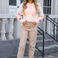 White Valentine Bow Print Crew Neck Drop Shoulder Sweater