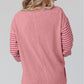 Peach Blossom Colorblock Striped Bishop Sleeve Top