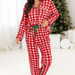 Fiery Red Christmas Plaid Print Shirt and Pants Pajama Set