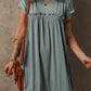 Mist Green Frilled Gathered Seam Round Neck T Shirt Dress