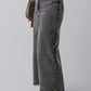 Dark Grey Denim Raw Hem Back Split High Waist Long Skirt