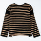 Black Stripe Drop Shoulder Round Neck Loose Sweater