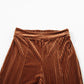 Chestnut Solid Color High Waist Flare Corduroy Pants