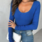 Long Sleeve U Neck Skinny Ribbed Top