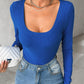 Long Sleeve U Neck Skinny Ribbed Top