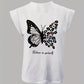 Butterfly Leopard Slogan Print Cap Sleeve Top