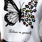 Butterfly Leopard Slogan Print Cap Sleeve Top