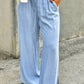 Beau Blue Casual Wide Slit Leg High Waist Loose Plus Size Jeans