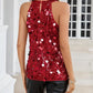 Round Neck Sequin Sleeveless Tank Top Casual Slim Fit Party Clubwear