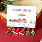 Racing Red 6 Pairs/Set Cartoon Christmas Theme Alloy Earring Set