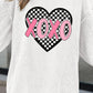 White Valentines XOXO Checkered Heart Printed Baggy Corded Sweatshirt