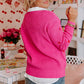 Rose Red Heart Shape Drop Shoulder Round Neck Sweater