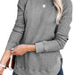 Gray Crew Neck Ribbed Trim Waffle Knit Top