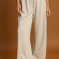 Apricot Loop Drawstring Casual Wide Leg Pants