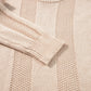 Pale Khaki Solid Color Cable Knit Ribbed Loose Sweater