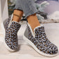 Dark Grey Leopard Print Ankle Patched Flat Winter Fur Boots