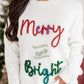 White Tinsel Merry and Bright Graphic Christmas Sweater